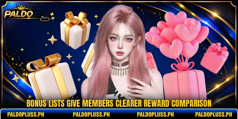 Bonus lists give members clearer reward comparison