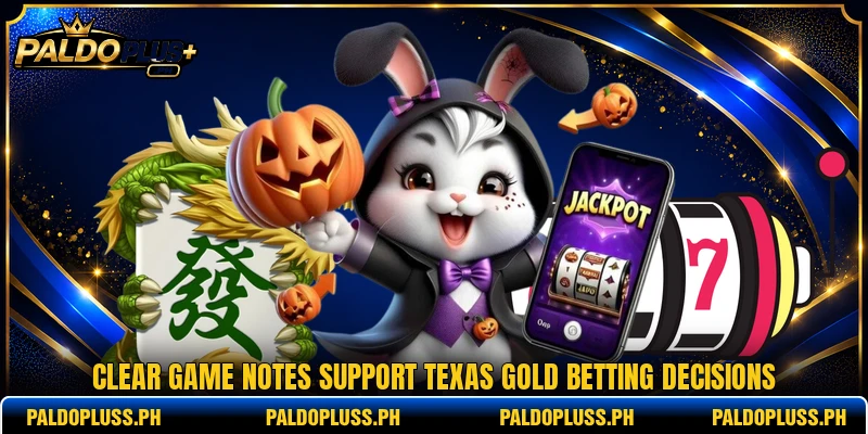Clear game notes support Texas Gold betting decisions Clear game notes support Texas Gold betting decisions