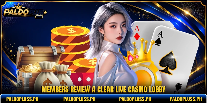 Members review a clear live casino lobby Members review a clear live casino lobby