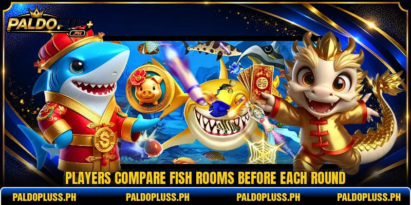 Players compare fish rooms before each round Players compare fish rooms before each round