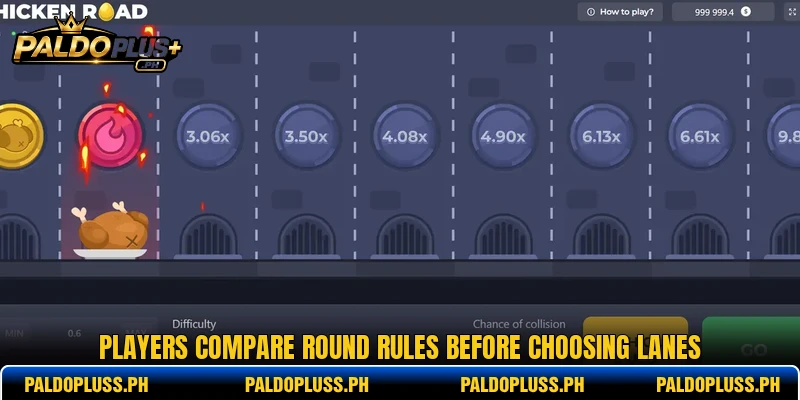 Players compare round rules before choosing lanes