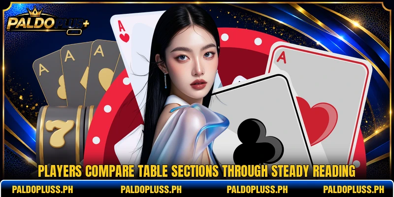 Players compare table sections through steady reading Players compare table sections through steady reading