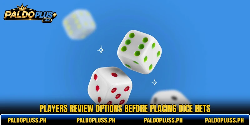 Players review options before placing dice bets Players review options before placing dice bets