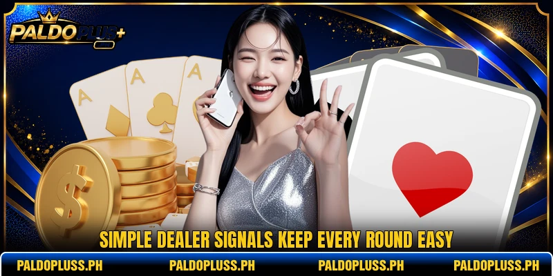 Simple dealer signals keep every round easy Simple dealer signals keep every round easy